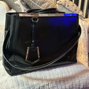 Fendi 2Jours bag medium black and silver.